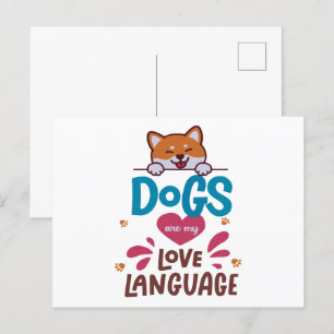 Carte Postale Les Chiens Sont Ma Langue D'Amour