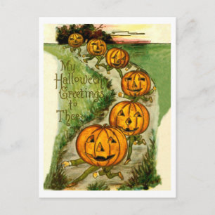 Carte Postale Les citrouilles qui courent vous souhaitent un joy