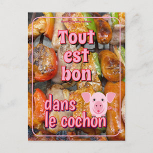 Carte Postale Les cochons sont toujours pleins quand on leur don