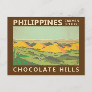 Carte Postale Les collines de chocolat Philippines Vintage