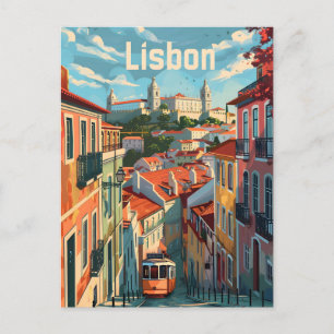 Carte Postale Les couleurs de Lisbonne : Tramways dans les rues 