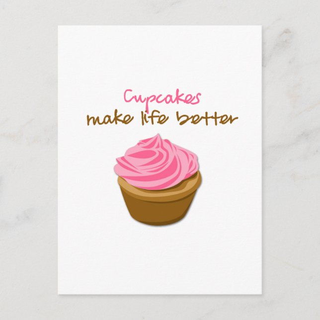 Carte Postale Les cupcakes rendent la vie meilleure (Devant)