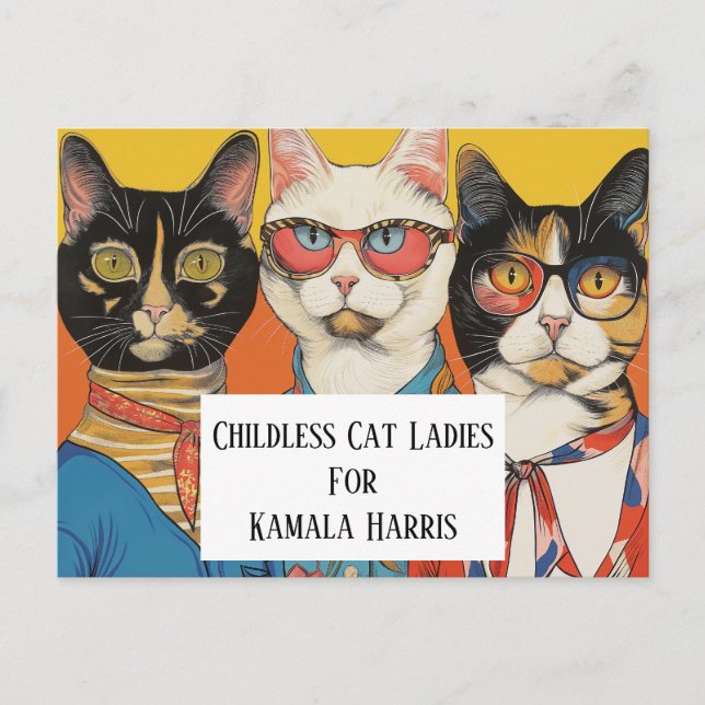 Carte Postale Les Dames De Chat Sans Enfant Pour Kamala (Devant)