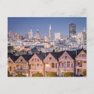 Carte Postale Les Dames Peintes & Skyline   San Francisco, CA