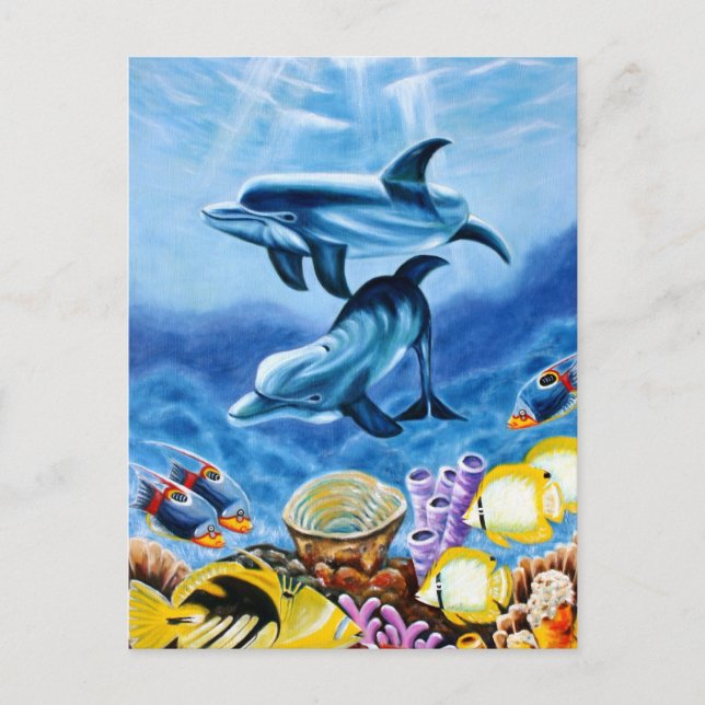 Carte Postale Les dauphins poissons tropicaux (Devant)