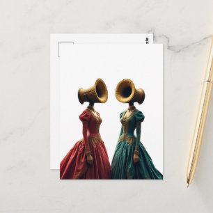 Carte Postale Les Deux Femmes Avec Têtes Alternatives Surréalist
