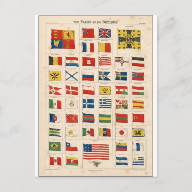 Carte Postale Les drapeaux de toutes les nations (Devant)