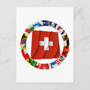 Carte Postale Les drapeaux des cantons de Suisse