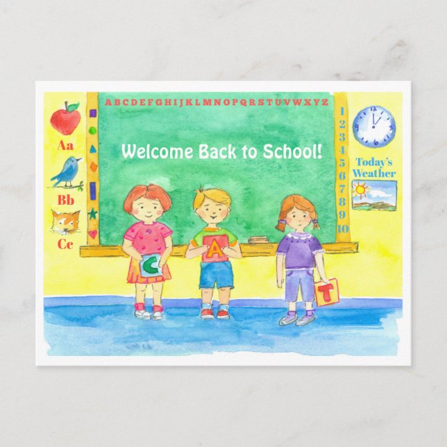 Carte Postale Les élèves rentrent en classe (Devant)