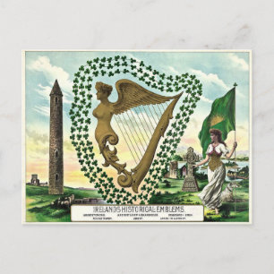 Carte Postale Les Emblèmes historiques de l'Irlande