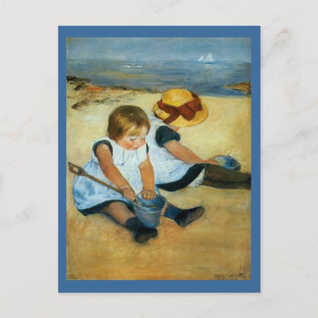 Carte Postale Les enfants de Mary Cassatt sur la plage (1884) (Devant)
