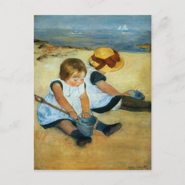 Carte Postale Les enfants de Mary Cassatt sur la plage (1884) (Devant)
