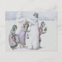 Les Enfants De Snowman Jouent Au Champ De Neige