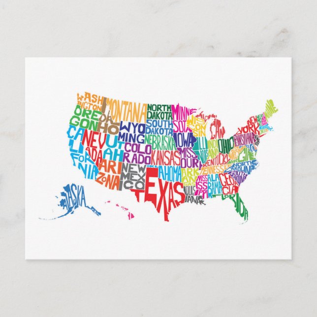 Carte Postale Les États-Unis dans les noms (Devant)
