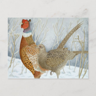 Carte Postale Les faisans dans la neige