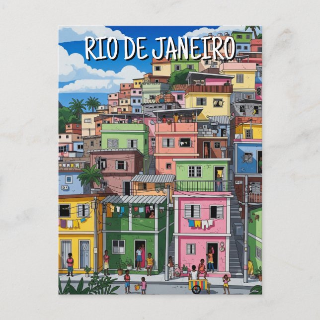 Carte Postale Les Favelas à Rio de Janeiro (Devant)