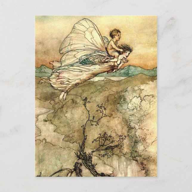 Carte Postale Les Féeries d'Arthur Rackham en vol (Devant)