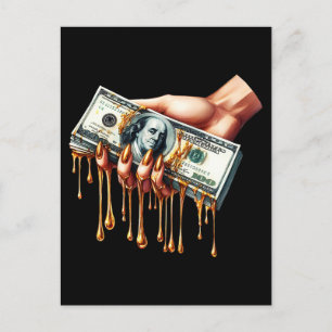 Carte Postale les femmes donnent 100 dollars de billet d'or liqu