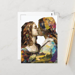 Carte Postale Les femmes embrassent un collage médiatique mixte