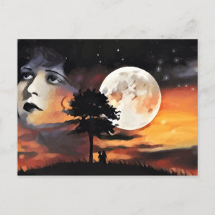 Carte Postale Les femmes font face à la silhouette des arbres de