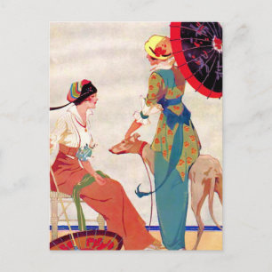 Carte Postale Les femmes parasols et Greyhound