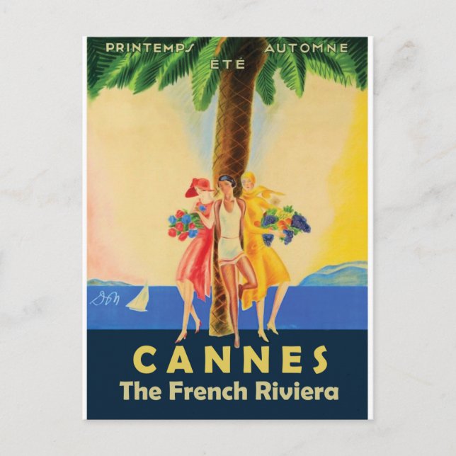 Carte Postale Les filles de Cannes sous le Palmier (Devant)
