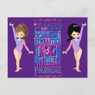 Carte Postale Les filles gymnastiques compétences Mots de la gym