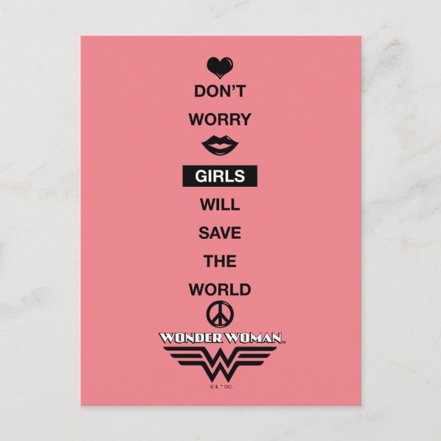 Carte Postale Les Filles Sauveront Le Monde Merveilleuse Femme G (Devant)