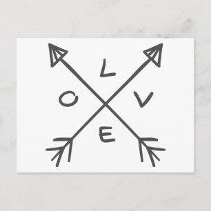 Carte Postale Les flèches d'amour Mariage noir et blanc monochro