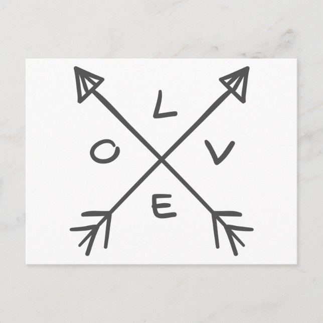 Carte Postale Les flèches d'amour Mariage noir et blanc monochro (Devant)