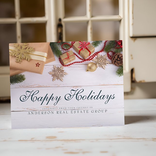 Carte Postale Les flocons de neige et le pin | Voeux de vacances (Créateur téléchargé)