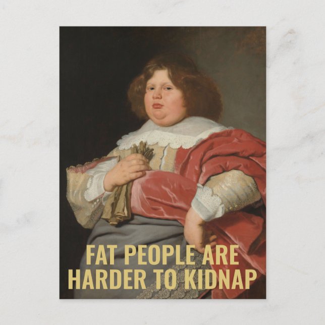 Carte Postale Les gens gros sont plus difficiles à faire la sies (Devant)