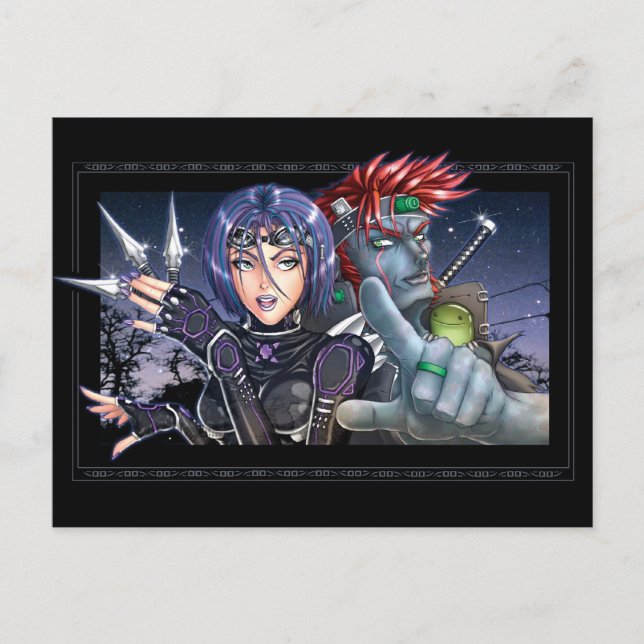 Carte Postale Les guerriers mangas (Devant)