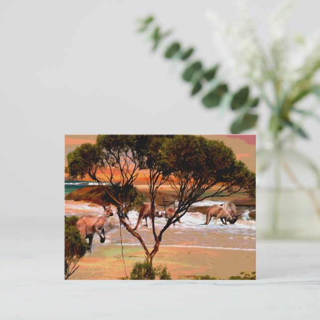 Carte Postale "Les houblons côtiers : Kangaroos sur la rive du p (Debout devant)