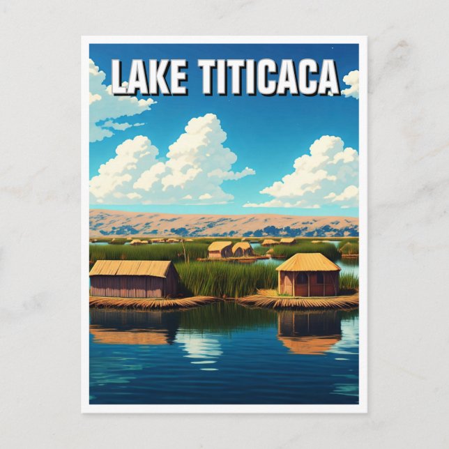 Carte Postale Les îles flottantes du lac Titicaca (Devant)