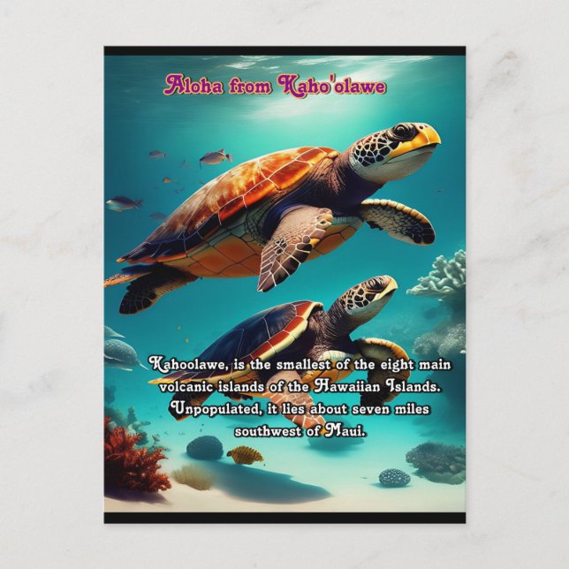 Carte Postale Les îles Hawaii Kahoolawe Aloha (Devant)