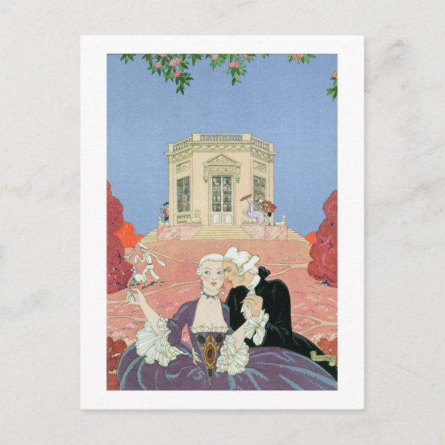 Carte Postale Les Indolents, illustration pour 'Fetes Galantes' (Devant)