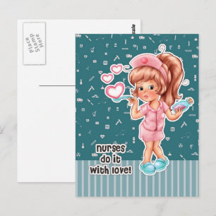 Carte Postale Les infirmières le font avec amour. Cute Nurse