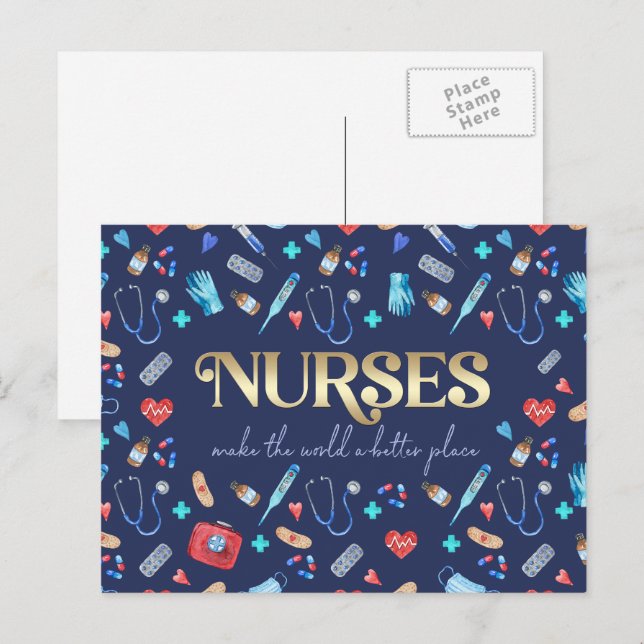 Carte Postale Les infirmières rendent le monde meilleur (Devant / Derrière)