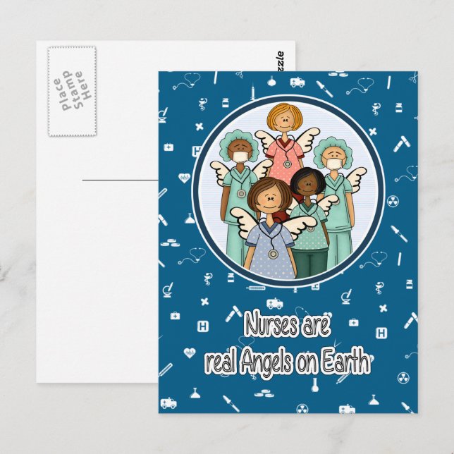 Carte Postale Les infirmières sont de vrais anges sur Terre (Devant / Derrière)