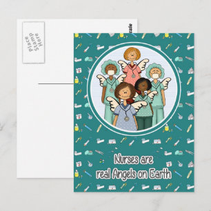 Carte Postale Les infirmières sont de vrais anges sur Terre