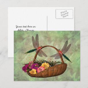 Carte Postale Les libellules Sur Le Panier De Fleurs