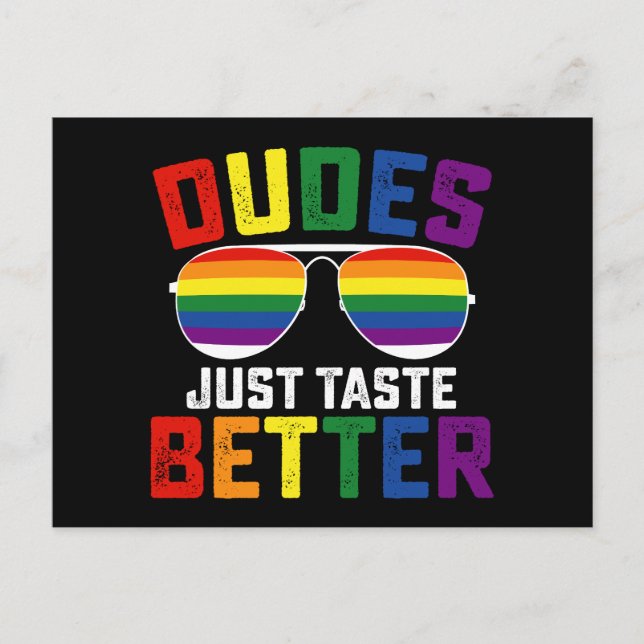 Carte Postale Les mecs goûtent juste mieux Funny Gay LGBT Pride (Devant)