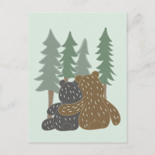 Carte Postale Les mignons ours dans le Jour des terres blanc de 