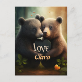 Carte Postale Les mignons s'embrassent dans l'amour