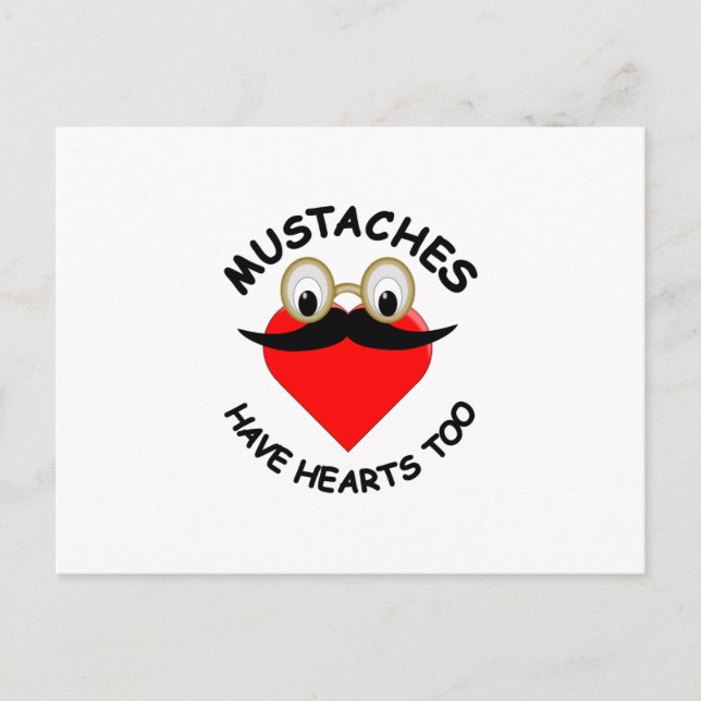 Carte Postale Les moustaches ont aussi des coeurs (Devant)