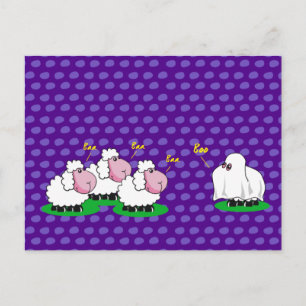 Carte Postale Les moutons déguisés en fantôme d'Halloween allant