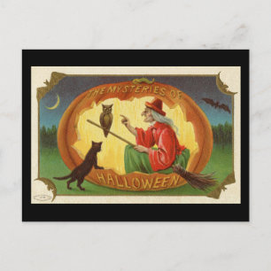 Carte Postale Les mystères de la sorcière d'Halloween Vintage