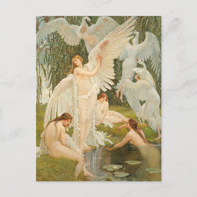 Carte Postale Les Nymphes Cygnes | Walter Crane (Devant)