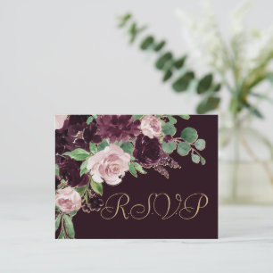 Carte Postale Les passions de Moody Dramatique violet Roses En